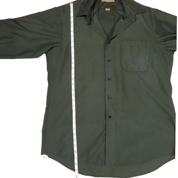 Milano Uomo Shirt Button Front Olive Green Men's 16 34/35 Button Up Long Sleeve - Picture 6 of 9